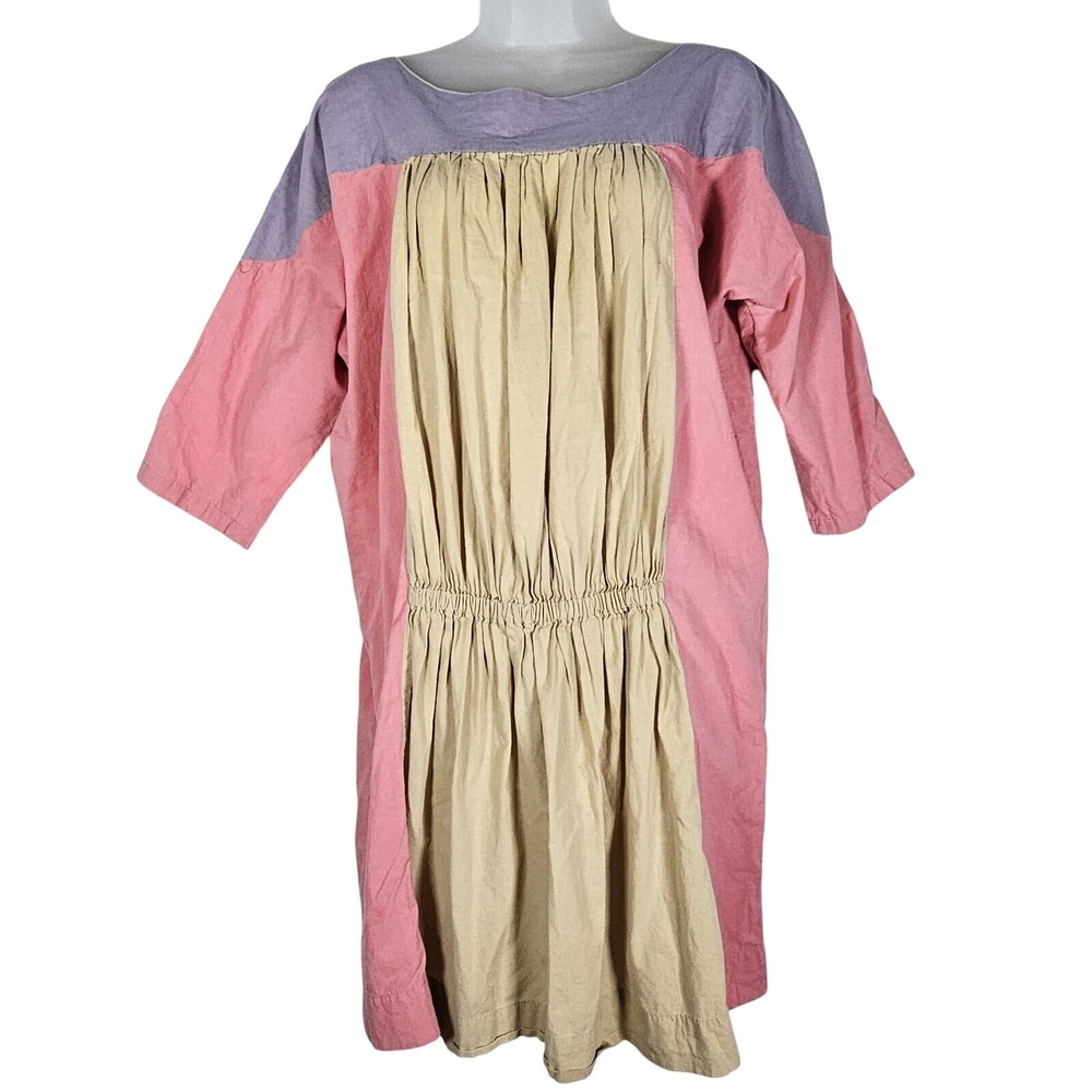 UZI NYC Dress M Party Rose Multi Colorblock Oversized Mini Relaxed Boho Coastal